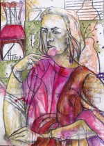 Deirdre VI, mixed media on paper, 2017, 50x70cm